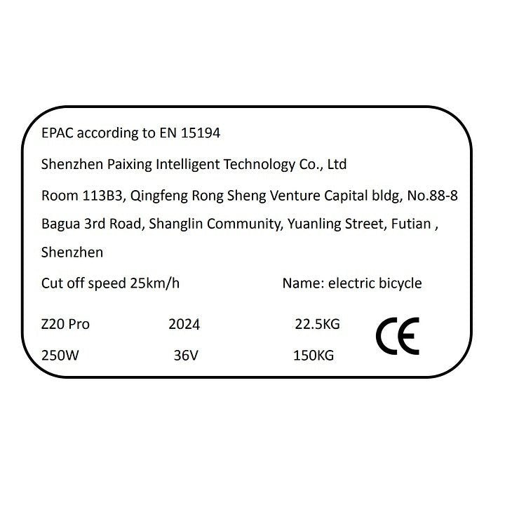 CE Sticker - PVY E-BIKE